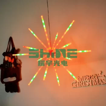 Christmas firework LED lights in orange gradient close-up