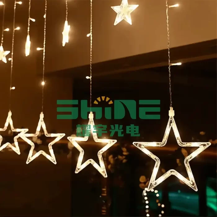 Moon and star shape led curtain light holiday Christmas decorations ornaments Eid Mubarak Ramadan lights