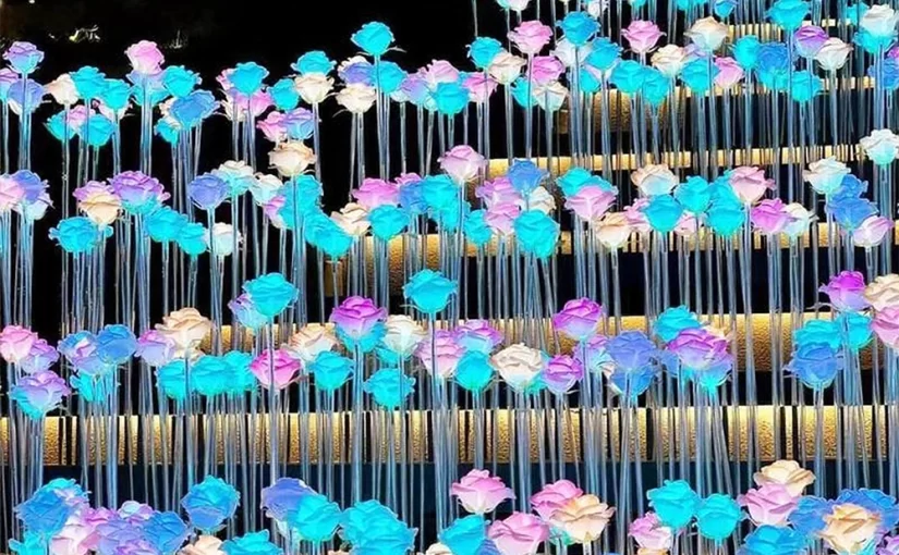 IP65 Waterproof 3D Fairy LED Flower Light Large Outdoor Party Decorations Electric Artificial Rose Stake for Festivals Events
