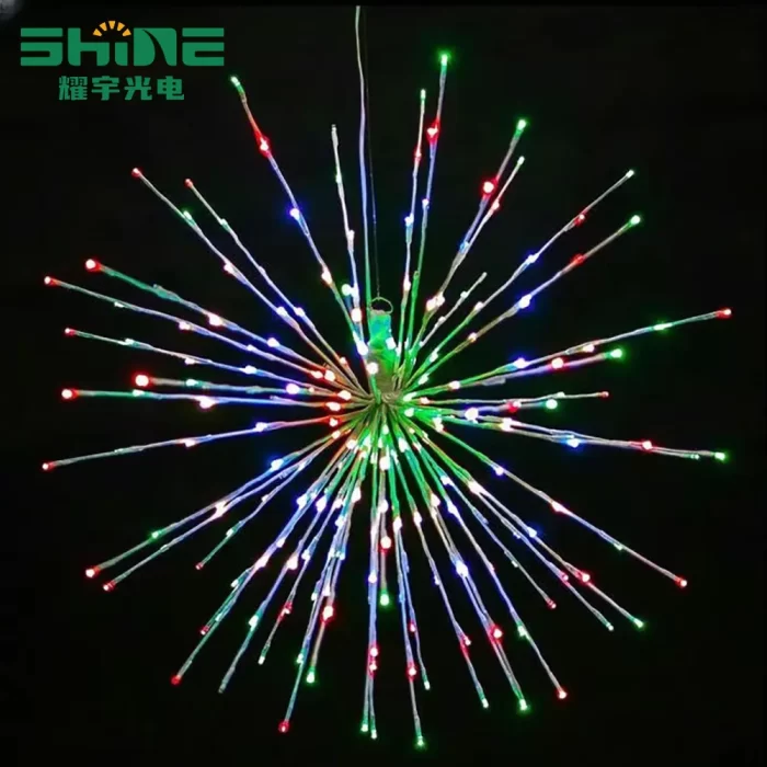 Solar fireworks lights use flexible materials to emit colorful fireworks effects in all directions