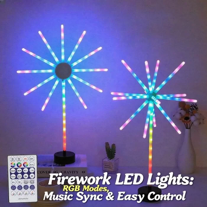 Firework LED Lights: RGB Modes, Music Sync & Easy Control