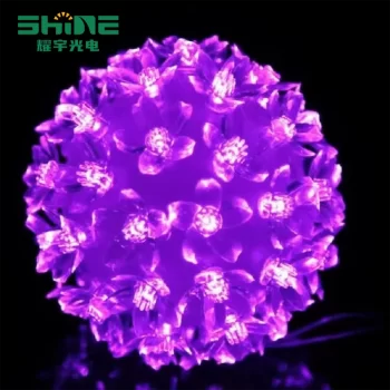 LED fairy lights for bedroom with glowing purple flower balls; battery-powered to instantly turn your room into a dreamy romantic haven.