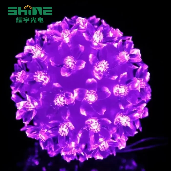 LED fairy lights for bedroom with glowing purple flower balls; battery-powered to instantly turn your room into a dreamy romantic haven.