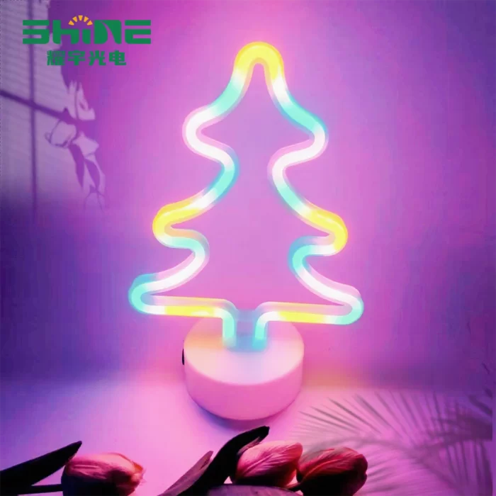 Christmas Tree Neon Light with multi-color LEDs, bringing a festive and lively glow to holiday displays, perfect for brightening retail spaces or Christmas event décor.