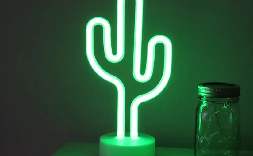 Cactus neon light–Green neon light for desk & home decor