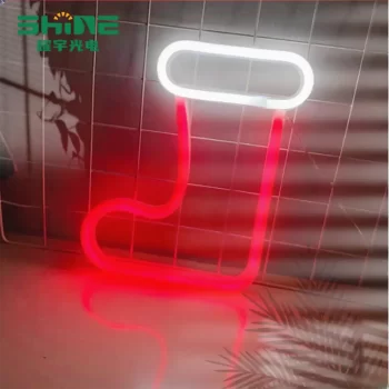 SHINE merry christmas led sign in stocking shape, durable pvc christmas neon light for retail and wholesale holiday decor.