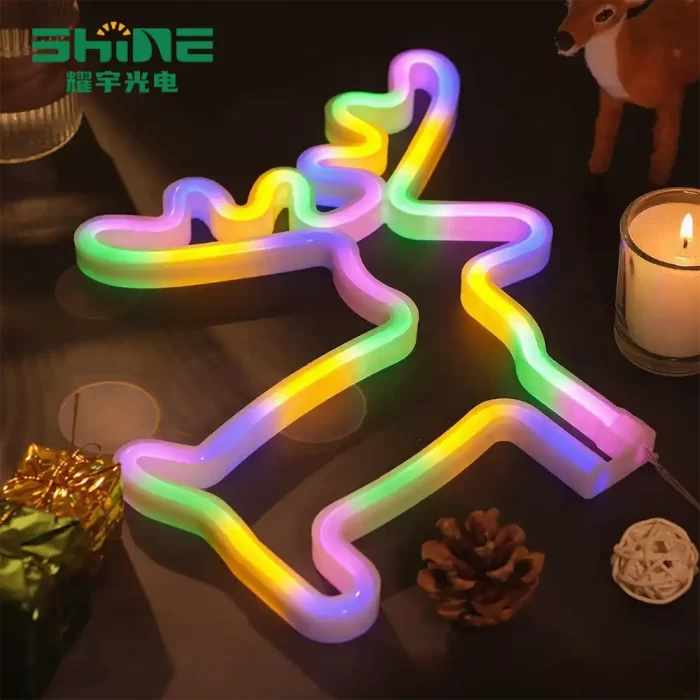 Rainbow deer neon sign for holiday décor, part of Shine neon animal lights wholesale collection.