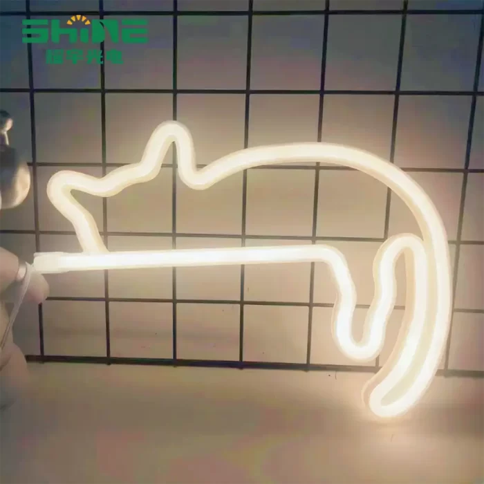 Warm white cat neon light sign for home, café, and supermarket decorative lighting