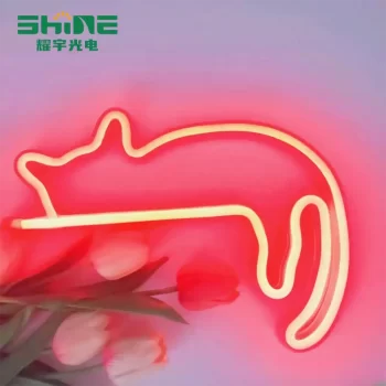 Red LED cat neon sign in lying cat shape used for gifts, events, and store décor