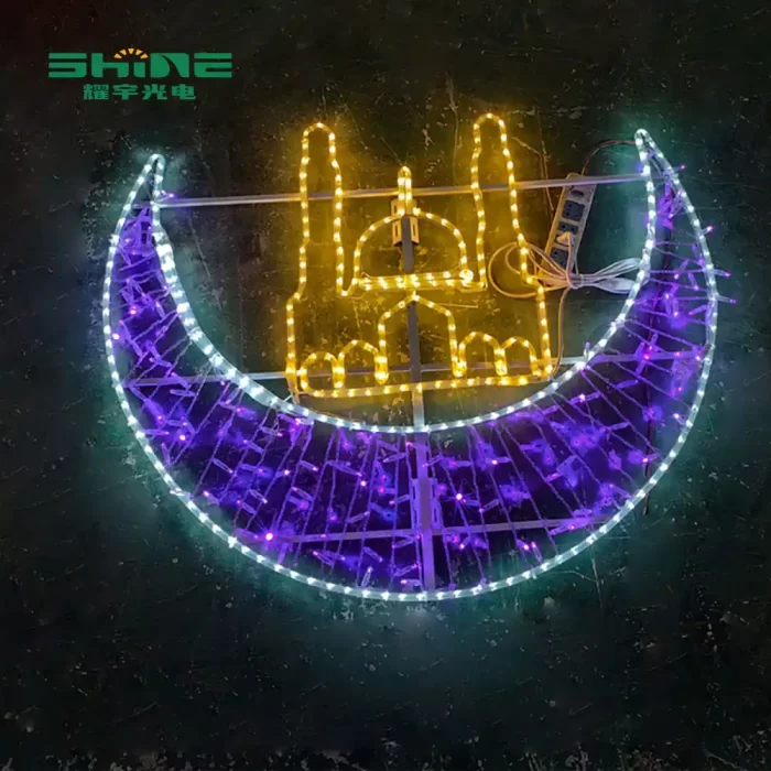 Wholesale motif lights ramadan custom design by SHINE, featuring a mosque and crescent moon for holiday decoration.