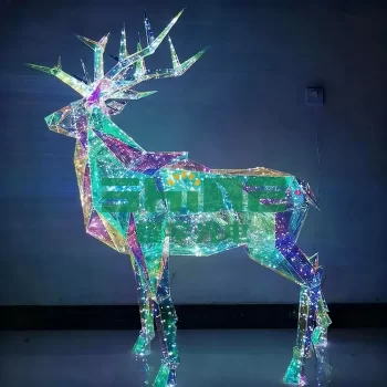 Side view of a large, dynamic 3D Magic Color reindeer LED lights motif light, ideal for commercial displays.