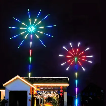 Color-changing firework solar lights used as entrance decoration for outdoor landscape projects